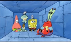 SpongeBob, Patrick, Thaddäus und Mr. Krabs