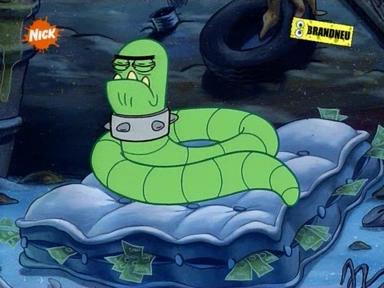 Mr. Krabs' Matratze, behütet vom Wachwurm (© Nickelodeon)